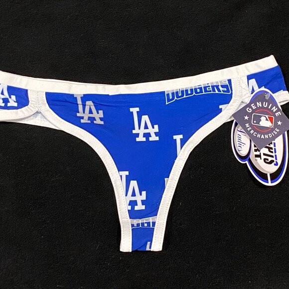 LA Dodgers Breakthrough Ladies All Over Print Knit Thong Panties, Size Small - Picture 2 of 4